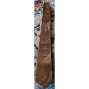 Vintage ANTYMAR Tie 60s-70s Perforated Figures, Leather/Suede/Nubuck 39" Х 3.5"